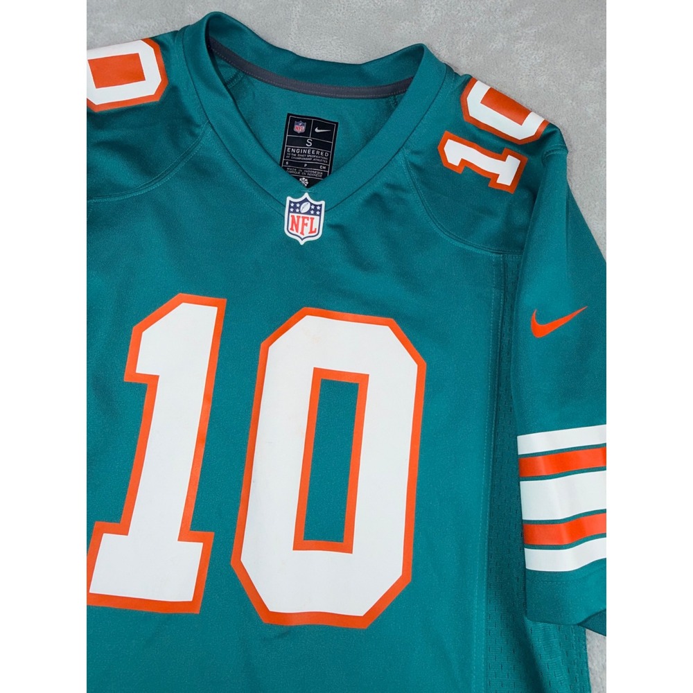 Nike Miami Dolphins Tyreek Hill 10 NFL Game Jersey Aqua and Orange Mens Small